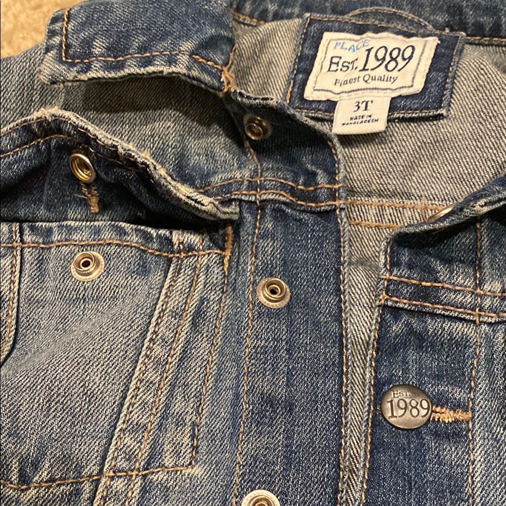 Place Blue Jean Jacket with Classic Trucker Style and Contrasting Stitching - Picture 10 of 10